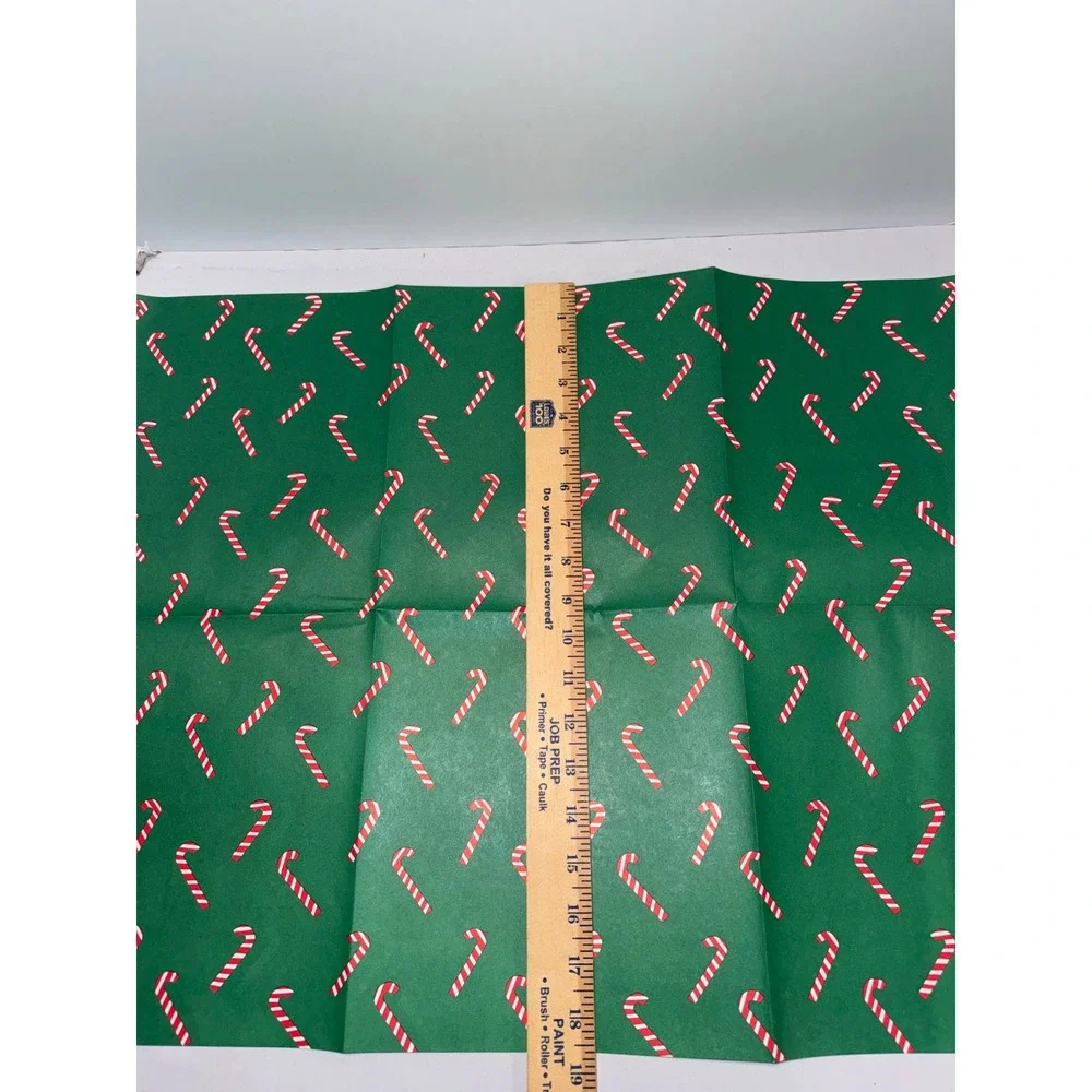 Vintage Christmas Candy Cane Wrapping Paper Sheet Green Red White Holiday Craft